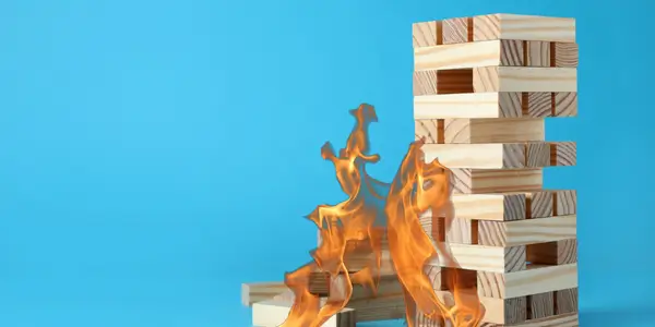 Illustration of a chaotic Jenga tower made of YAML files
